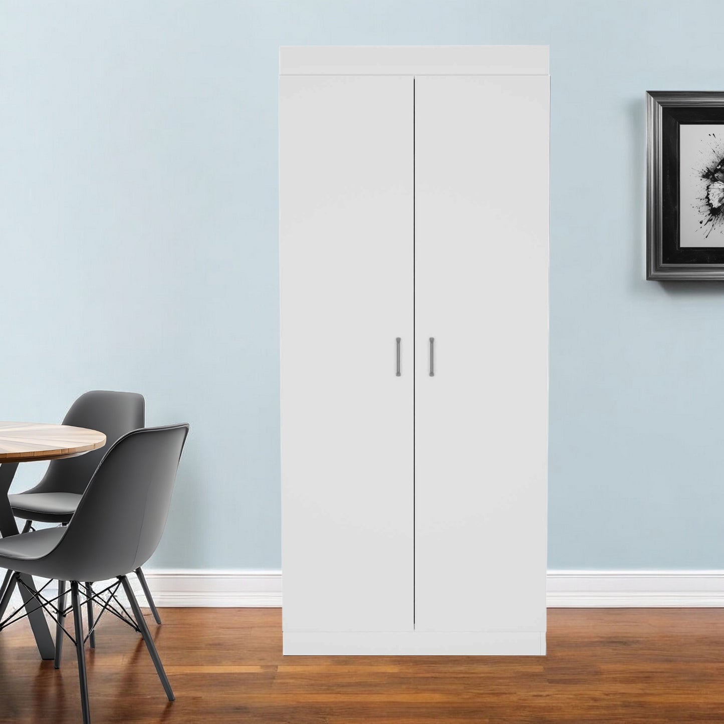 63” Classic White Pantry Cabinet with Two Full Size Doors