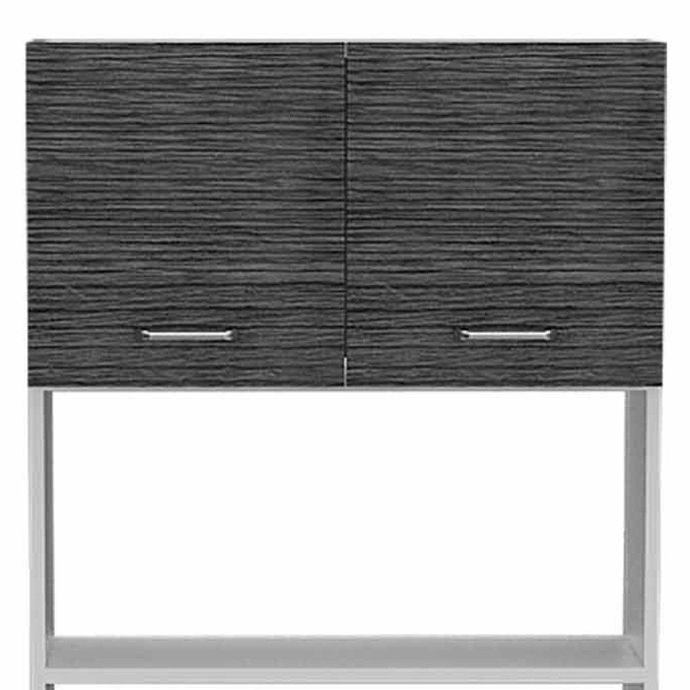 24" White and Gray Wood Flat Door Kitchen Cart With Storage