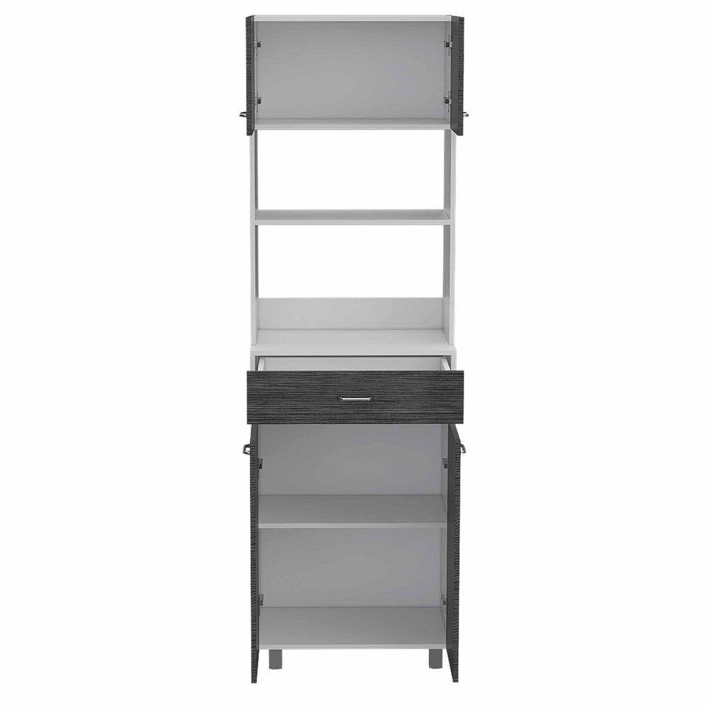 79" Gray And White Wood