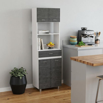 24" White and Gray Wood Flat Door Kitchen Cart With Storage