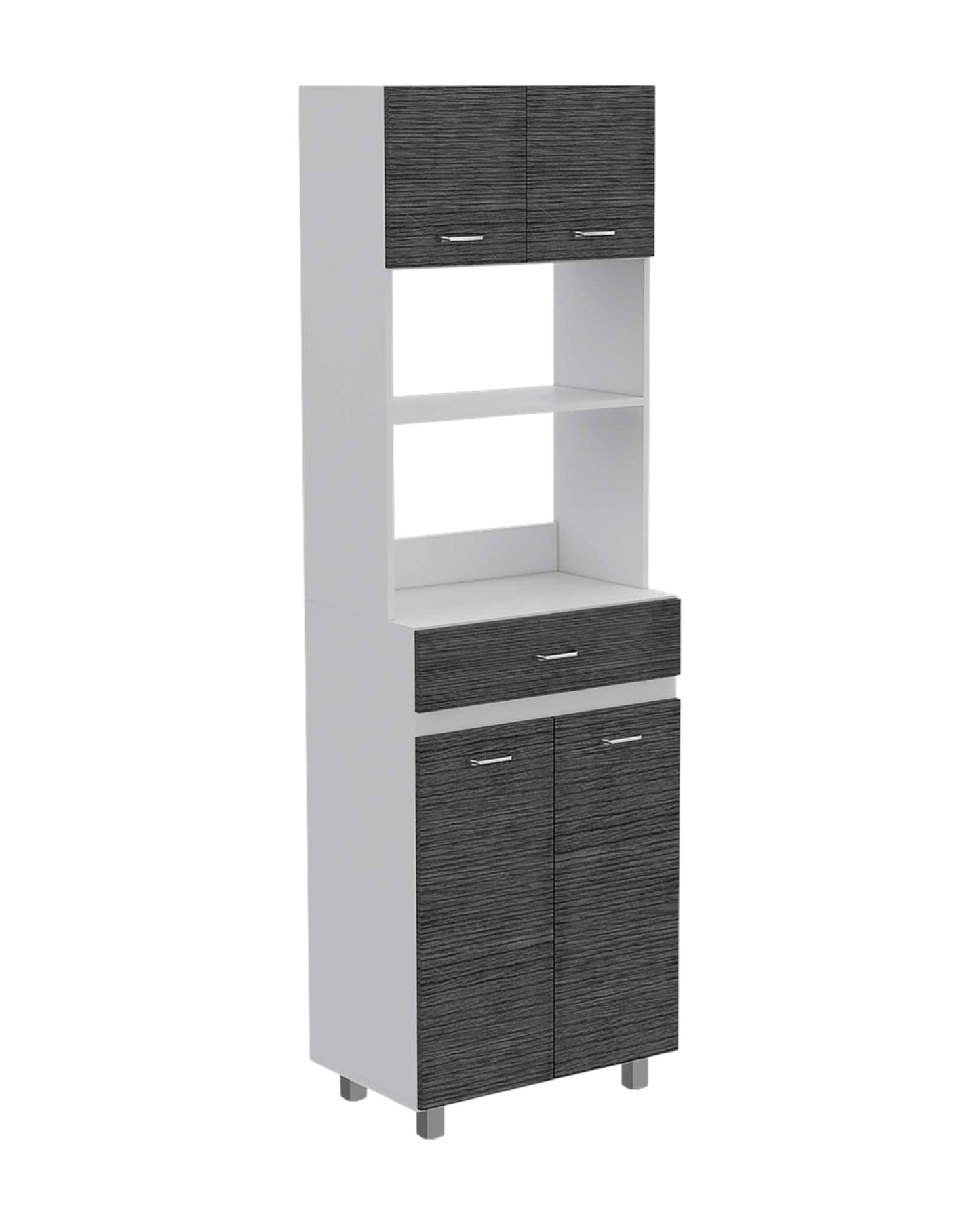 79" Gray Pantry Cabinet with Three Storage Shelves