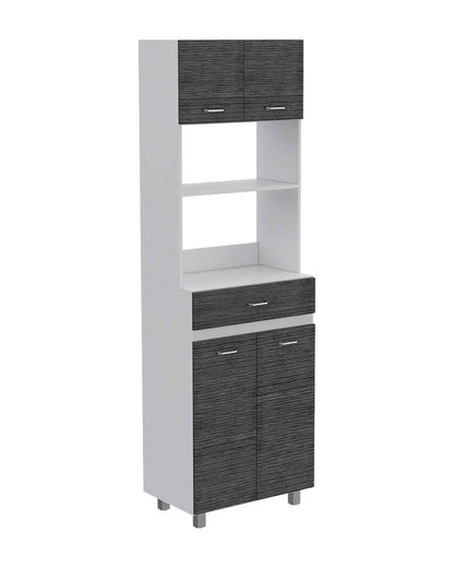 24" White and Gray Wood Flat Door Kitchen Cart With Storage