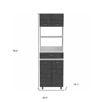 24" White and Gray Wood Flat Door Kitchen Cart With Storage