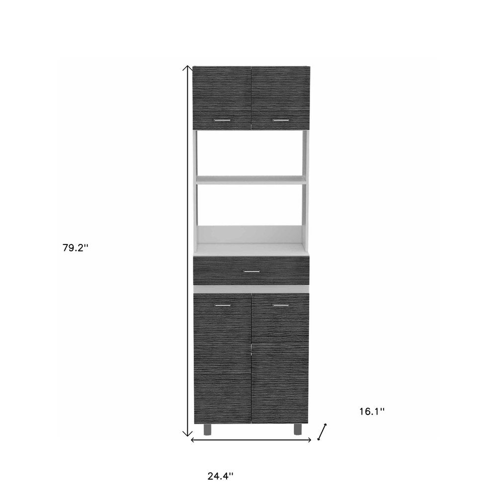 79" Gray And White Wood