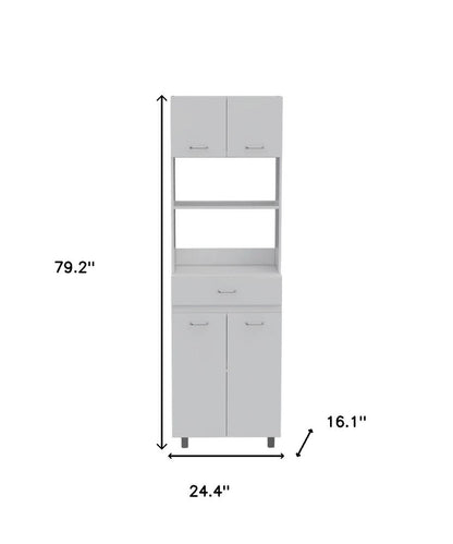 79" White Pantry Cabinet with Three Shelves