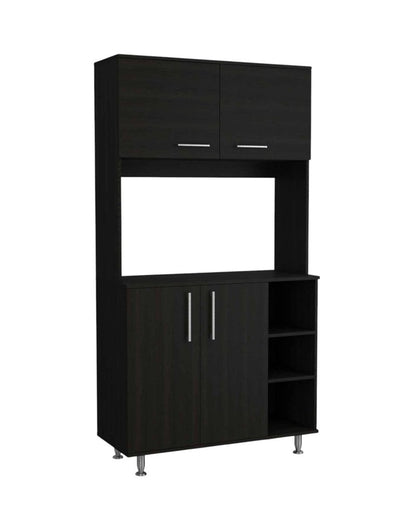 71" Black Wood Pantry Or Storage Closet