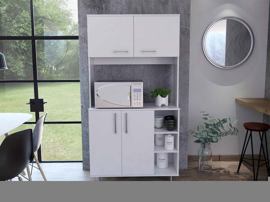 71" Modern White Pantry Cabinet with Five Shelves