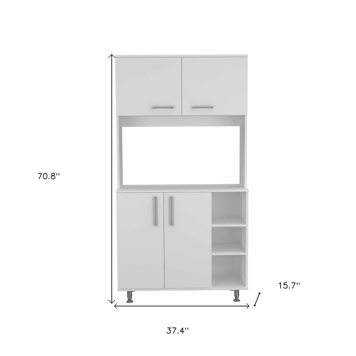 71" Modern White Pantry Cabinet with Five Shelves