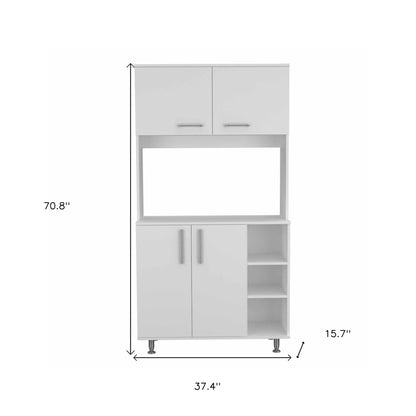 71" Modern White Pantry Cabinet with Five Shelves