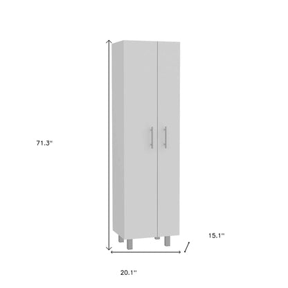 71" White Versatile Tall Pantry Cabinet with Five Shelves