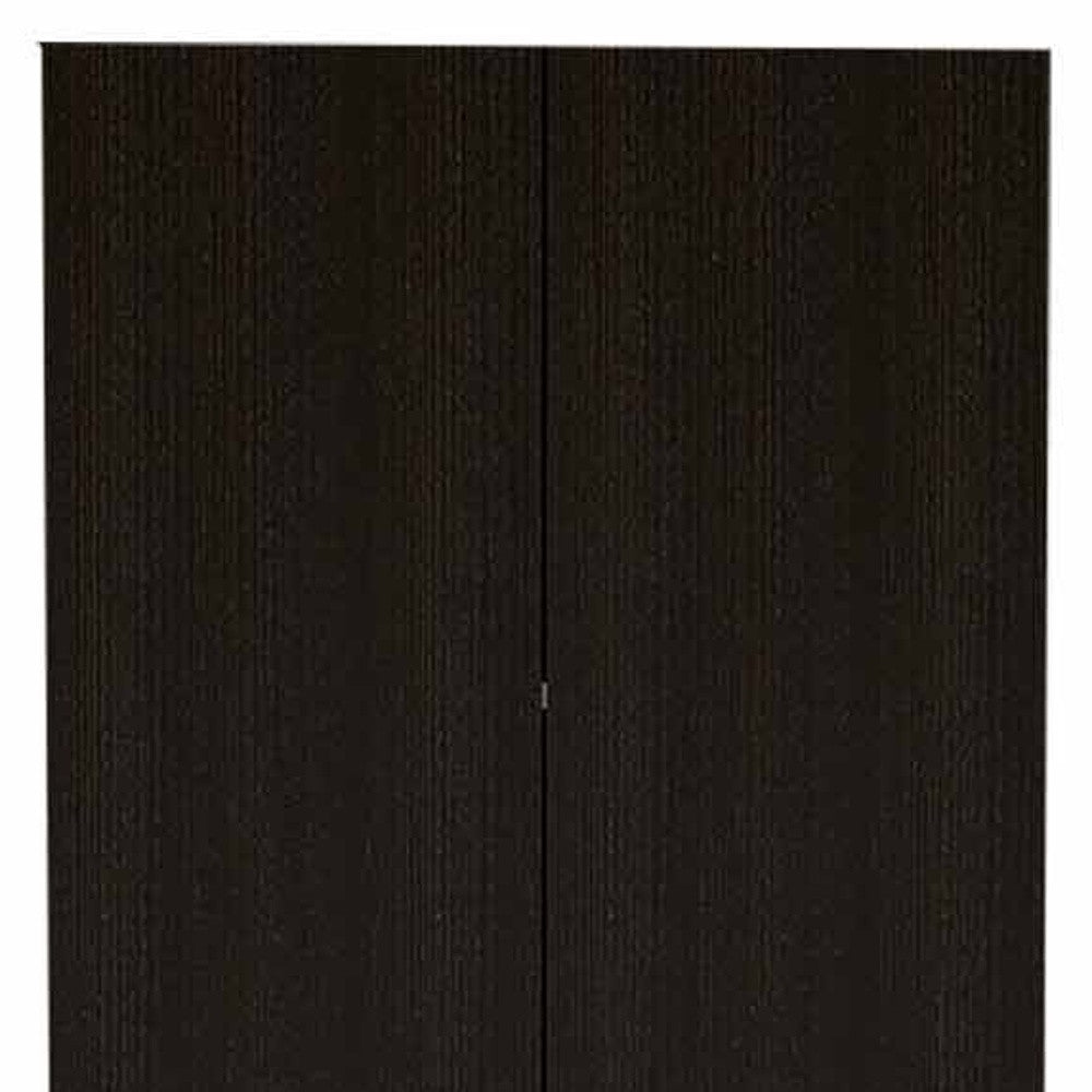 79" Modern Black Pantry Cabinet with Two Doors and Five Shelves