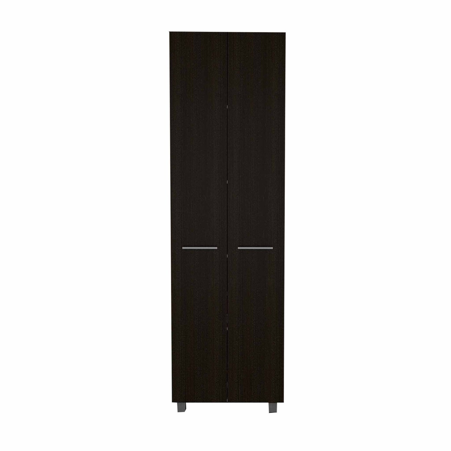 79" Modern Black Pantry Cabinet with Two Doors and Five Shelves