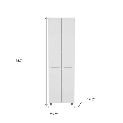 78" Modern White Pantry Cabinet with Two Full Size Doors