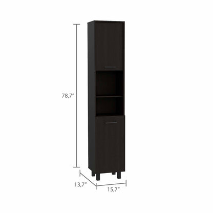 79" Modern Black Pantry Cabinet with Five Shelves