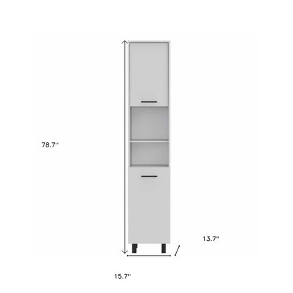 78" Modern White Pantry Cabinet with Five Shelves