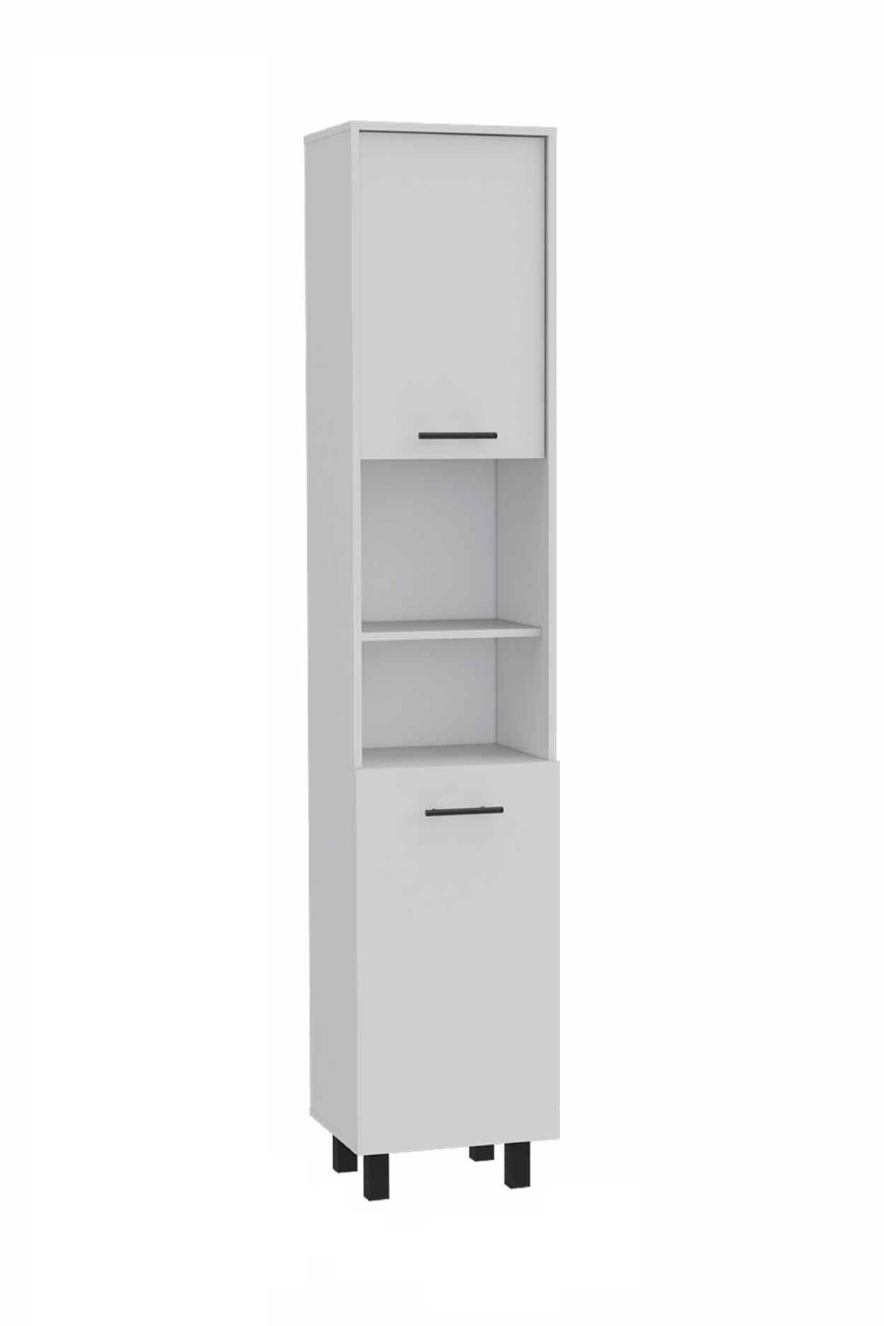 78" Modern White Pantry Cabinet with Five Shelves