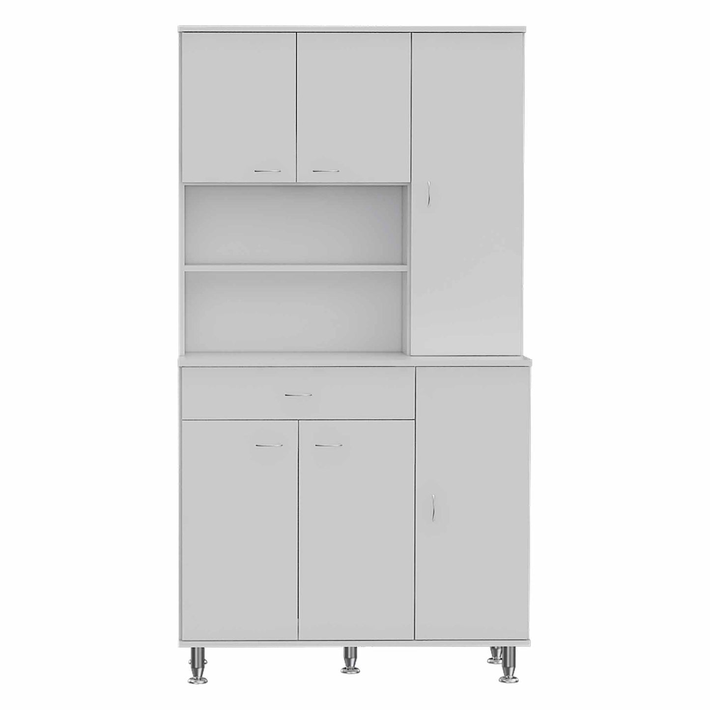 67" White Pantry Cabinet with Five Storage Shelves