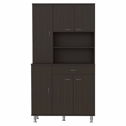 67" Modern Black Pantry Cabinet with Five Shelves