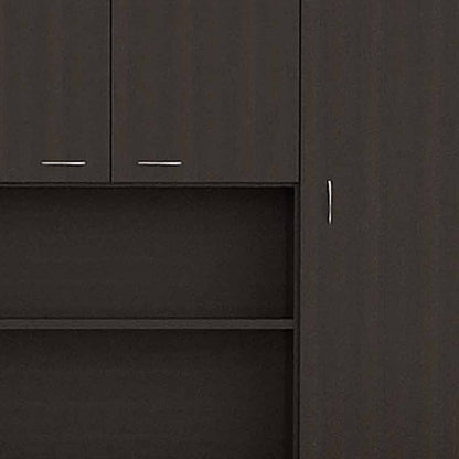 67" Black Wood Seven Door Pantry Or Storage Closet