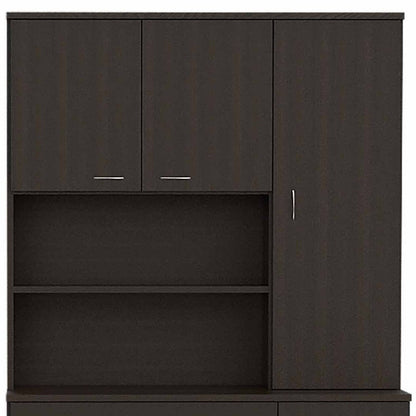 67" Black Wood Seven Door Pantry Or Storage Closet