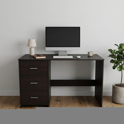48" Black Computer Desk With Three Drawers