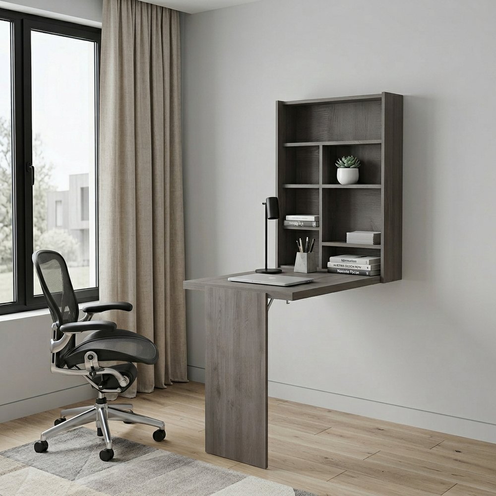 24" Light Gray Floating Desk