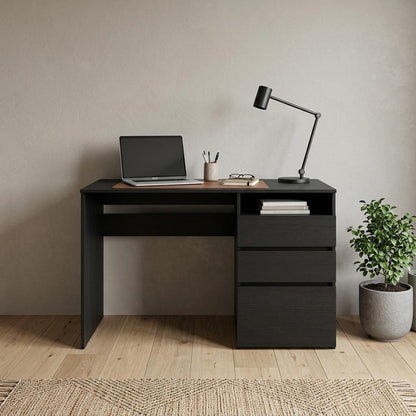 47" Black Computer Desk With Three Drawers