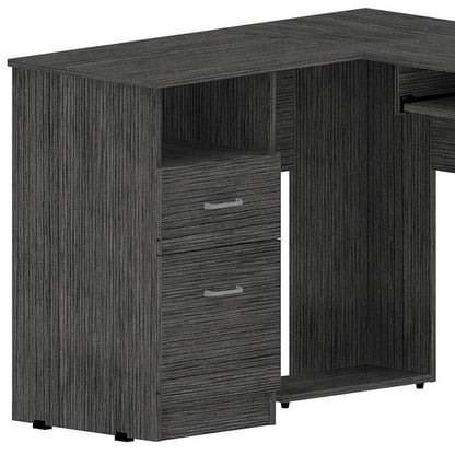 47" Gray L Shape Computer Desk With Two Drawers