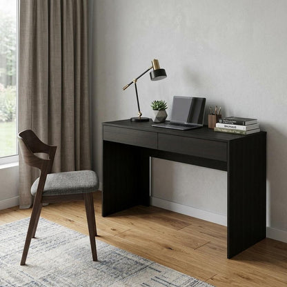 47" Black Computer Desk with Two Drawers