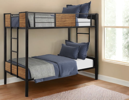 Black Brown Twin Over Twin Bunk Bed