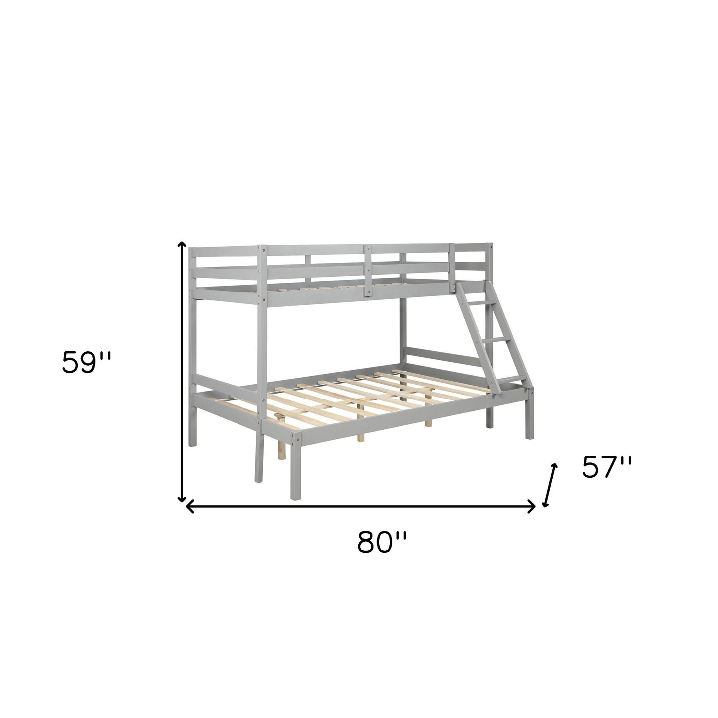 Gray Twin Size Full Size Bunk Bed