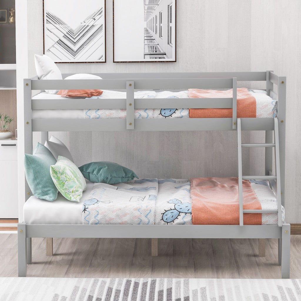 Gray Twin Size Full Size Bunk Bed