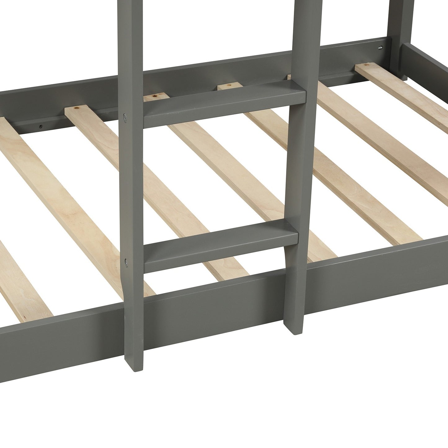 Gray Twin Over Twin Bunk Bed with Roof