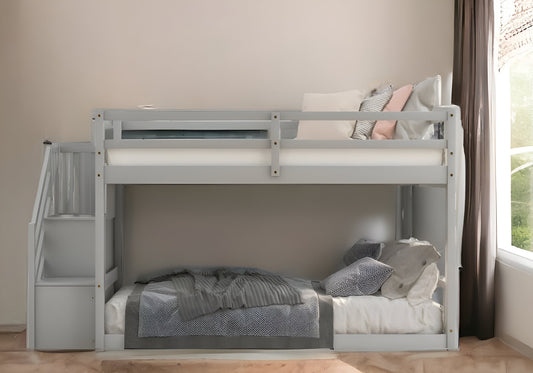 Gray Twin Over Twin Staircase Bunk Bed