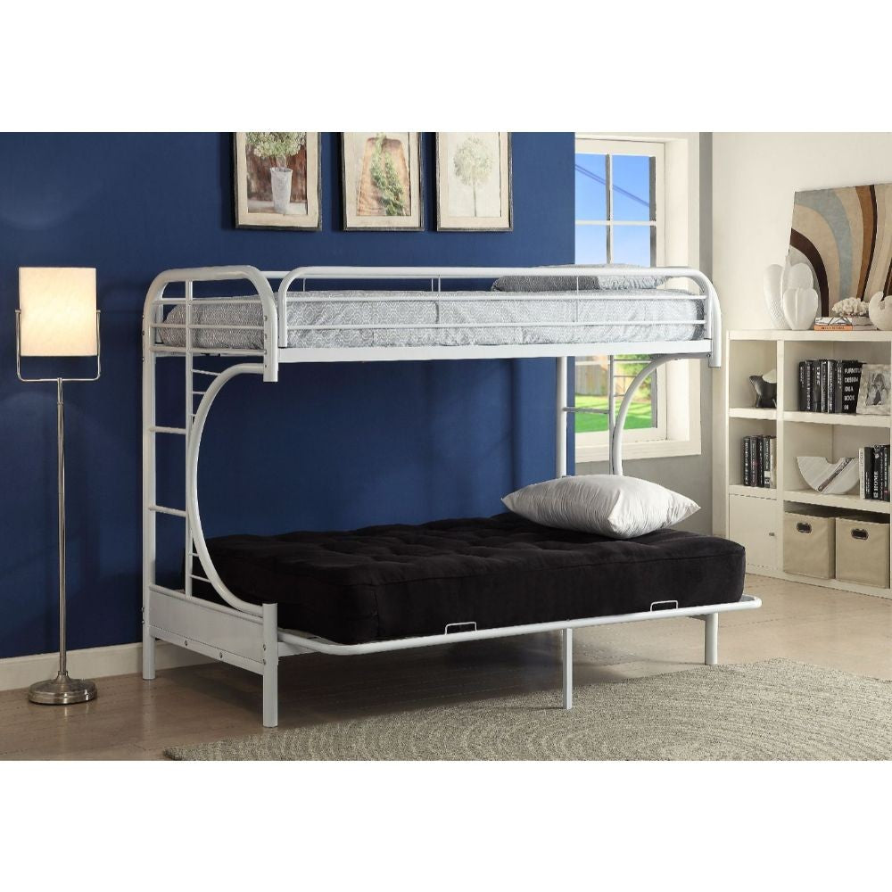 White Twin XL Over Queen Futon Bunk Bed