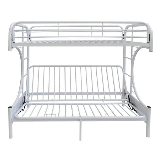 White Twin XL Over Queen Futon Bunk Bed