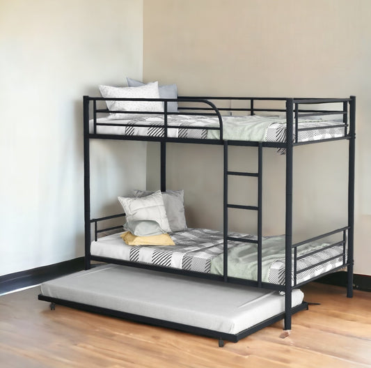 Black Twin over Twin Traditional Steel Bunk Bed