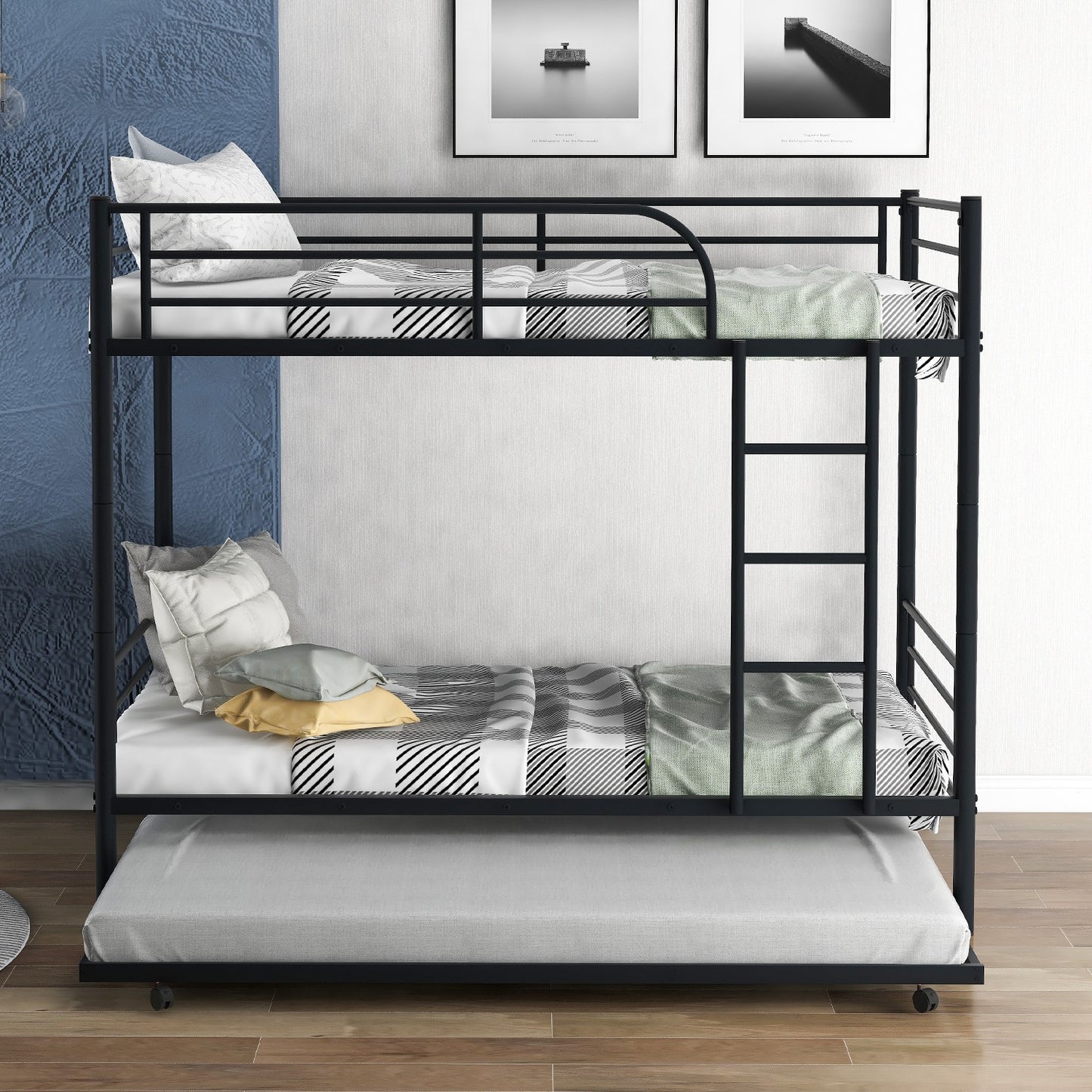 Black Twin over Twin Traditional Steel Bunk Bed