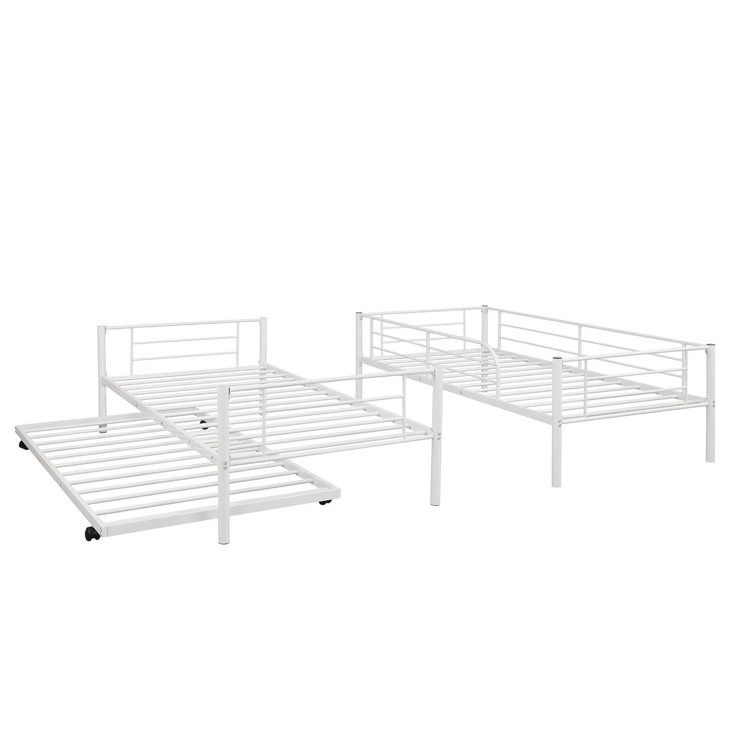 White Twin over Twin Traditional Steel Bunk Bed