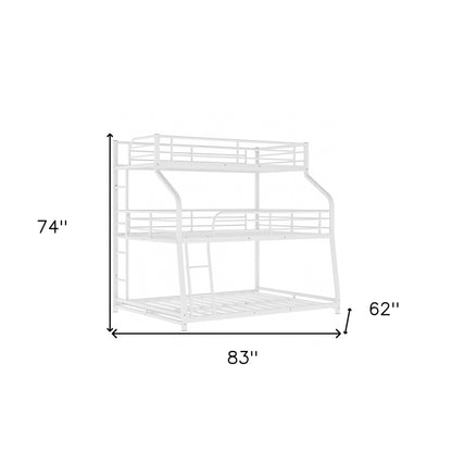 White Twin XL over Full XL over Queen Size Bunk Bed