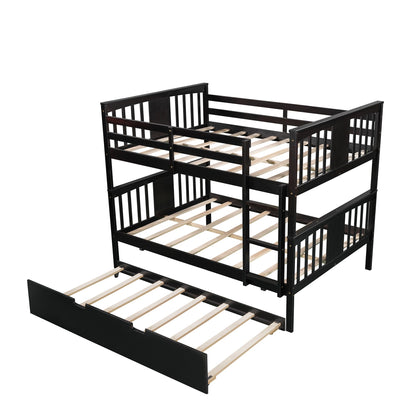 Brown Double Full Size Over Twin Trundle Bunk Bed