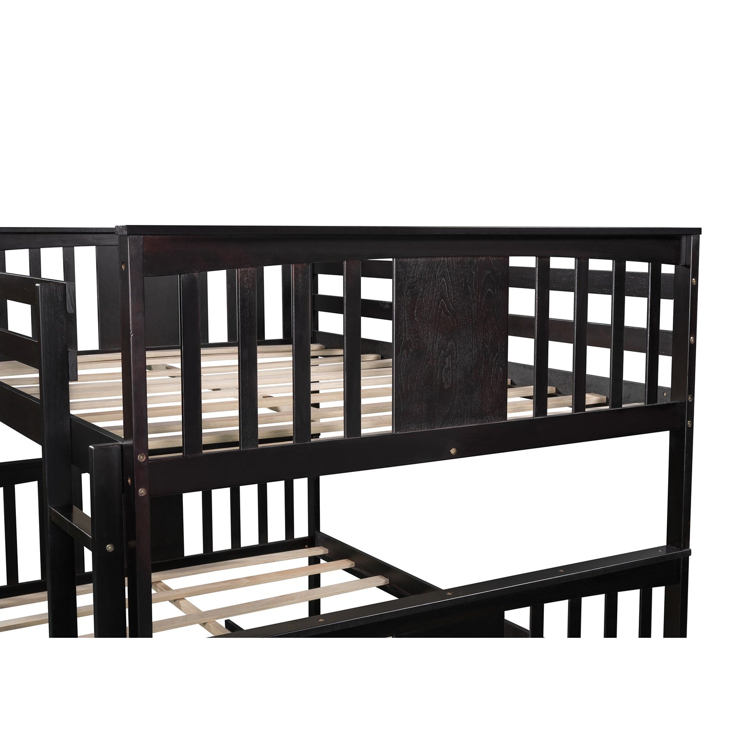 Brown Double Full Size Over Twin Trundle Bunk Bed