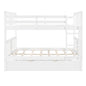 White Double Full Size Over Twin Trundle Bunk Bed
