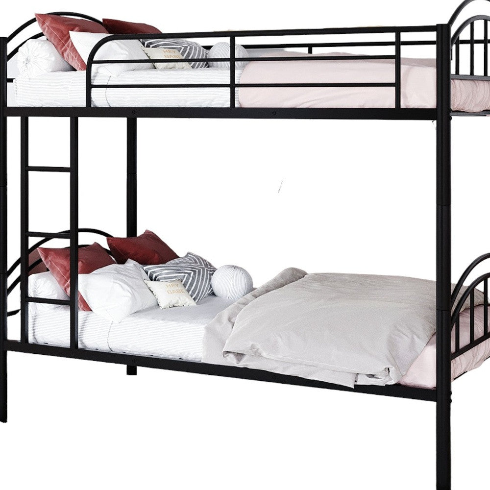 Black Modern Classic Twin Over Twin Metal Bunk Bed