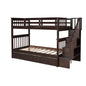 Espresso Twin Over Twin Bunk Bed with Stairway and Drawers