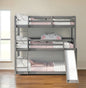 Gray Triple Bunk Twin Sized Bed with Slide