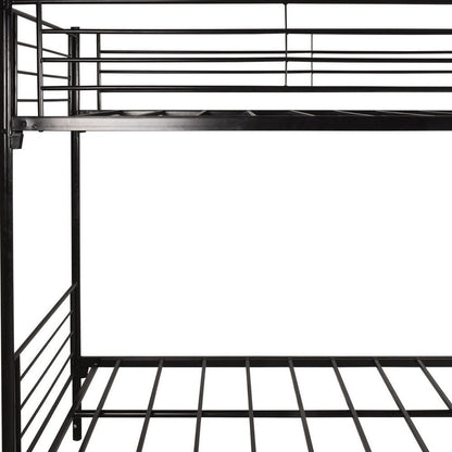 Black Heavy Duty Twin Over Twin Metal Bunk Bed with Ladder