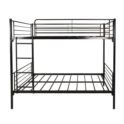 Black Heavy Duty Twin Over Twin Metal Bunk Bed with Ladder