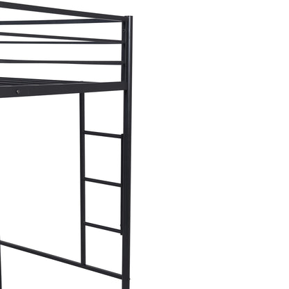 Black Metal Twin Size Loft Bed with Desk