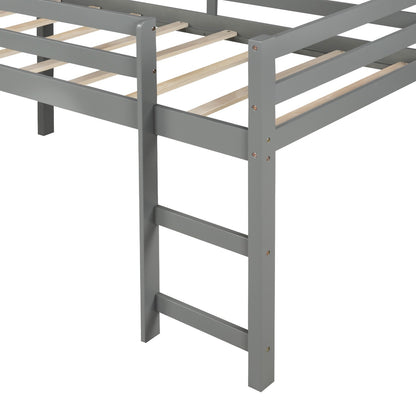 Gray Twin Size Low Loft Bed With Slide